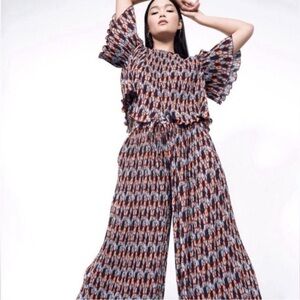 Wildfang Women's Geometric Palazzo Pants in Blue and Orange- Size Small